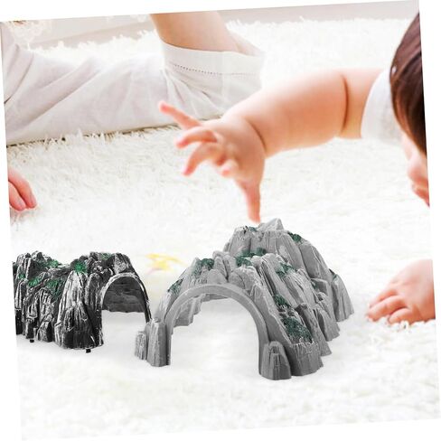 2Pcs Durable Plastic Railway Tunnel Model Realistic Miniature Cave and Rockery Design for DIY Train Scene Funny Backyard Garden Decoration in Kuwait