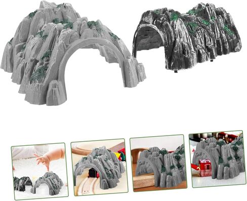 2Pcs Durable Plastic Railway Tunnel Model Realistic Miniature Cave and Rockery Design for DIY Train Scene Funny Backyard Garden Decoration in Kuwait
