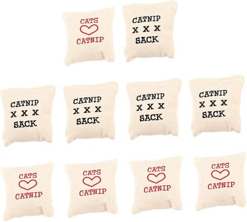 Dechous 10pcs Cat Catnip Plush Toys Canvas Catnip Sachet محشوة بمستلزمات الحيوانات الأليفة القطن للقطط والقطار العشوائية in Saudi Arabia