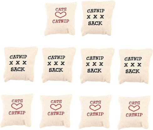 Dechous 10pcs Cat Catnip Plush Toys Canvas Catnip Sachet محشوة بمستلزمات الحيوانات الأليفة القطن للقطط والقطار العشوائية in Saudi Arabia