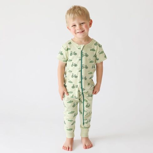 PARADE Organic Signature Print '2-Way' Zip Romper Short Sleeve Chickens 3T in Saudi Arabia