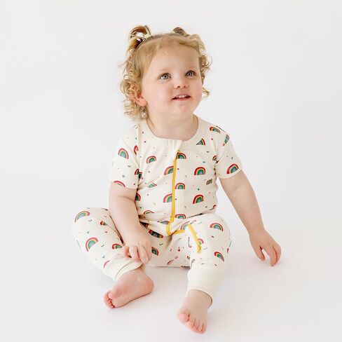 PARADE Organic Signature Print '2-Way' Zip Romper Short Sleeve Chickens 3T in Saudi Arabia