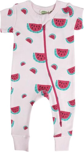 PARADE Organic Signature Print '2-Way' Zip Romper Short Sleeve Chickens 3T in Saudi Arabia