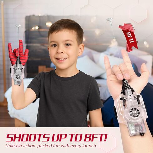 إطلاق النار على الويب مع قفازات - قاذفة ويب عنكبوت 8 قدم للأطفال ، لعبة Spider Silk Slinger Wrist Toy for Superhero Funs in Kuwait