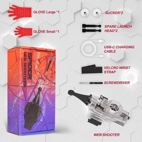 إطلاق النار على الويب مع قفازات - قاذفة ويب عنكبوت 8 قدم للأطفال ، لعبة Spider Silk Slinger Wrist Toy for Superhero Funs in Kuwait