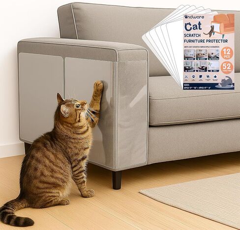 12 PCS Cat Scratch Furniture Protector ، أحجام أحجام الأريكة ذاتية اللصق من مخلب القطط للأريكة والجدران والأبواب in Kuwait