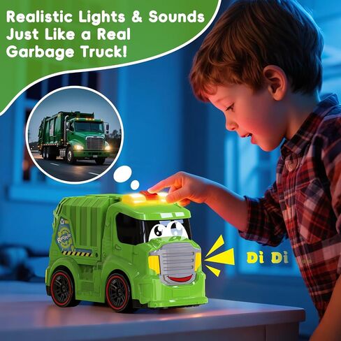 Remote Control Garbage Truck Toys for Toddlers 1-3 with Lights & Sounds RC Recycling Vehicle for Kids 3-8 Durable Waste Management Trash Truck for Boys & Girls in Saudi Arabia