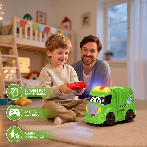 Remote Control Garbage Truck Toys for Toddlers 1-3 with Lights & Sounds RC Recycling Vehicle for Kids 3-8 Durable Waste Management Trash Truck for Boys & Girls in Saudi Arabia