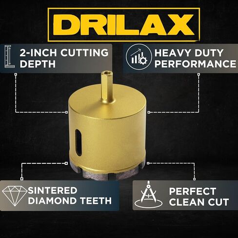 2-3/8 inch Diamond Concrete Hole Saw Masonry Core Drill Bit Heavy Duty for Brick, Cinder Block, Pavement, Foundation Walls, Concrete Standard Drill Shank in Saudi Arabia
