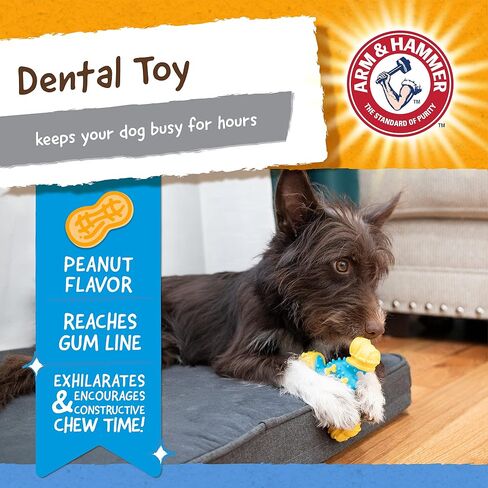 Arm & Hammer for Pets Nubbies TriBone Dog Dental Toy Best Dog Chew Toy for Moderate Chewers Dog Dental Toy Helps Reduce Plaque & Tartar Peanut Butter Flavor Baking Soda (Pack of 1) in Saudi Arabia