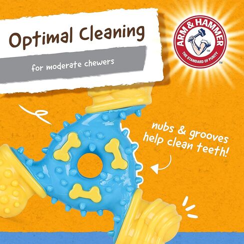 Arm & Hammer for Pets Nubbies TriBone Dog Dental Toy Best Dog Chew Toy for Moderate Chewers Dog Dental Toy Helps Reduce Plaque & Tartar Peanut Butter Flavor Baking Soda (Pack of 1) in Saudi Arabia