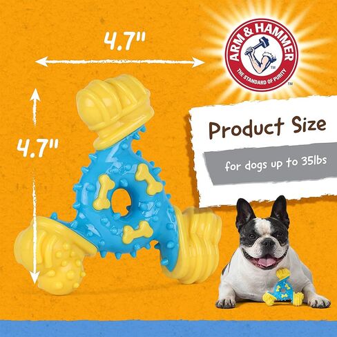 Arm & Hammer for Pets Nubbies TriBone Dog Dental Toy Best Dog Chew Toy for Moderate Chewers Dog Dental Toy Helps Reduce Plaque & Tartar Peanut Butter Flavor Baking Soda (Pack of 1) in Saudi Arabia