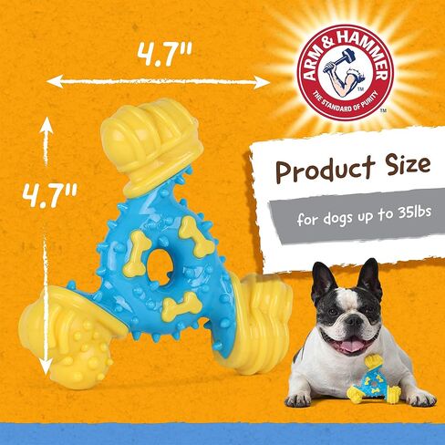 Arm & Hammer for Pets Nubbies TriBone Dog Dental Toy Best Dog Chew Toy for Moderate Chewers Dog Dental Toy Helps Reduce Plaque & Tartar Peanut Butter Flavor Baking Soda (Pack of 1) in Saudi Arabia