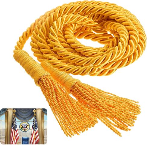 SATINIOR Gold Braided Cord Tassel for Indoor Flagpole Display - 108 Total Inches in Saudi Arabia