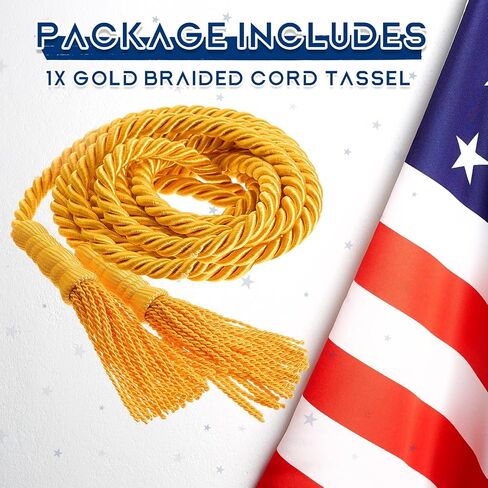 SATINIOR Gold Braided Cord Tassel for Indoor Flagpole Display - 108 Total Inches in Saudi Arabia