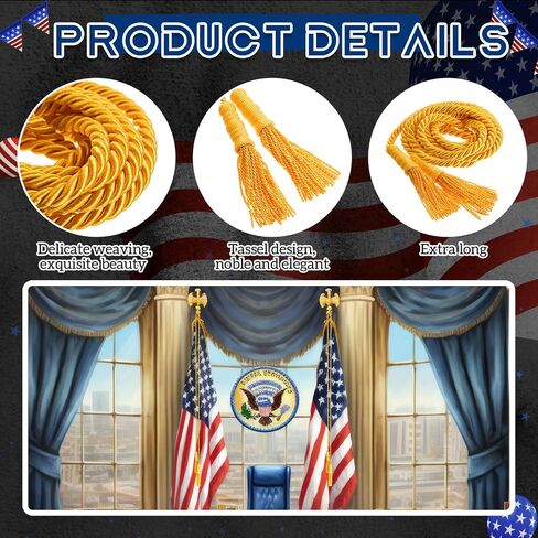 SATINIOR Gold Braided Cord Tassel for Indoor Flagpole Display - 108 Total Inches in Saudi Arabia