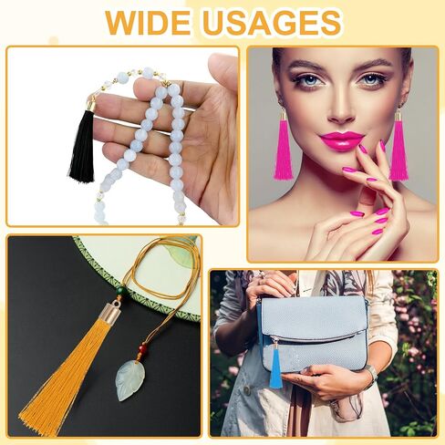 UXCELL 100 PCS مرجعية للشراب مع غطاء ذهبي ، 2.4 "شرابات حريري البوليستر يدويًا مع شرابة ناعمة مع حلقة لمجوهرات مفاتيح تصنيع تخرج DIY ، والأزرق الأزرق الساطع in Kuwait