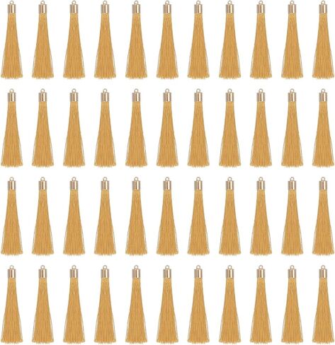 UXCELL 100 PCS مرجعية للشراب مع غطاء ذهبي ، 2.4 "شرابات حريري البوليستر يدويًا مع شرابة ناعمة مع حلقة لمجوهرات مفاتيح تصنيع تخرج DIY ، والأزرق الأزرق الساطع in Kuwait