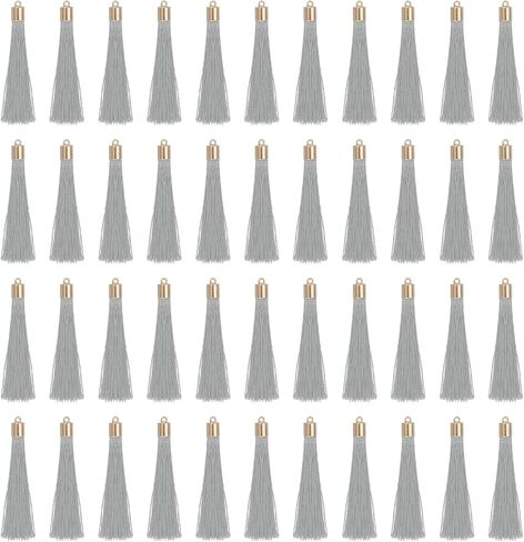 UXCELL 100 PCS مرجعية للشراب مع غطاء ذهبي ، 2.4 "شرابات حريري البوليستر يدويًا مع شرابة ناعمة مع حلقة لمجوهرات مفاتيح تصنيع تخرج DIY ، والأزرق الأزرق الساطع in Kuwait
