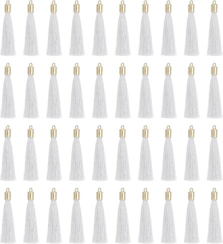 UXCELL 100 PCS مرجعية للشراب مع غطاء ذهبي ، 2.4 "شرابات حريري البوليستر يدويًا مع شرابة ناعمة مع حلقة لمجوهرات مفاتيح تصنيع تخرج DIY ، والأزرق الأزرق الساطع in Kuwait