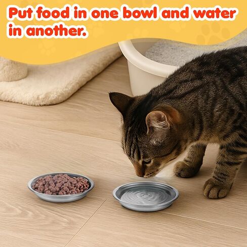 24 Pcs Stainless Steel Cat Bowls, Shallow Metal Pet Dishes, Cat Food Water Dishes Replacement Whisker Fatigue Kitten Food Bowl, 5.3 Inch Diameter, for Cats Dogs Small Animals in Kuwait