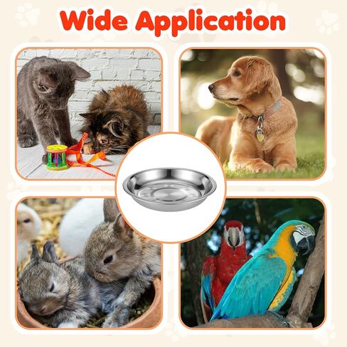 24 Pcs Stainless Steel Cat Bowls, Shallow Metal Pet Dishes, Cat Food Water Dishes Replacement Whisker Fatigue Kitten Food Bowl, 5.3 Inch Diameter, for Cats Dogs Small Animals in Kuwait