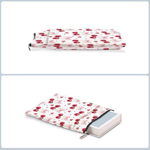 Cherry Bows Decor Book Lovers Gifts Waterproof Book Sleeve Books Pouch Books Protector with Zipper and Front Pocket Bookish Gifts Cover Case for Women Girl Friend Reader Reading Accessories in Kuwait