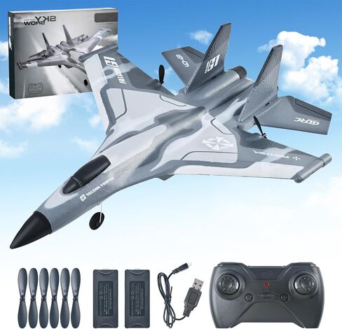 G1 RC Planes Glider, 2.4GHz 2CH Foam Remote Control Airplane with Light, Remote Control Aircraft with 6-axis Gyro Stabilizer, Easy to Fly, RC Jet Fighter Toys Gift for Kids and Beginner in Saudi Arabia