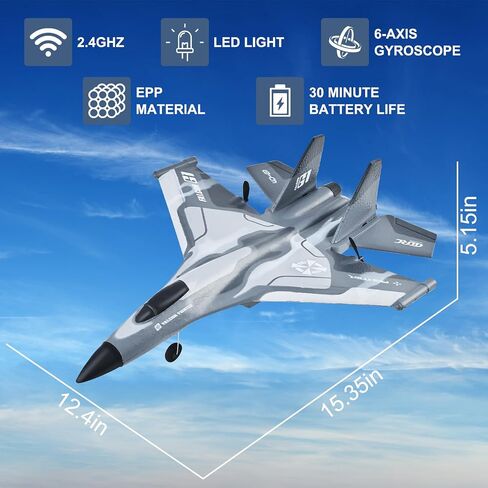 G1 RC Planes Glider, 2.4GHz 2CH Foam Remote Control Airplane with Light, Remote Control Aircraft with 6-axis Gyro Stabilizer, Easy to Fly, RC Jet Fighter Toys Gift for Kids and Beginner in Saudi Arabia