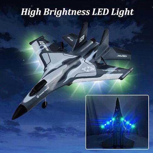 G1 RC Planes Glider, 2.4GHz 2CH Foam Remote Control Airplane with Light, Remote Control Aircraft with 6-axis Gyro Stabilizer, Easy to Fly, RC Jet Fighter Toys Gift for Kids and Beginner in Saudi Arabia