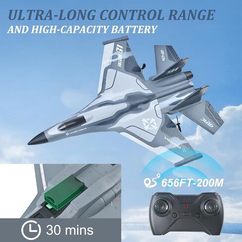 G1 RC Planes Glider, 2.4GHz 2CH Foam Remote Control Airplane with Light, Remote Control Aircraft with 6-axis Gyro Stabilizer, Easy to Fly, RC Jet Fighter Toys Gift for Kids and Beginner in Saudi Arabia