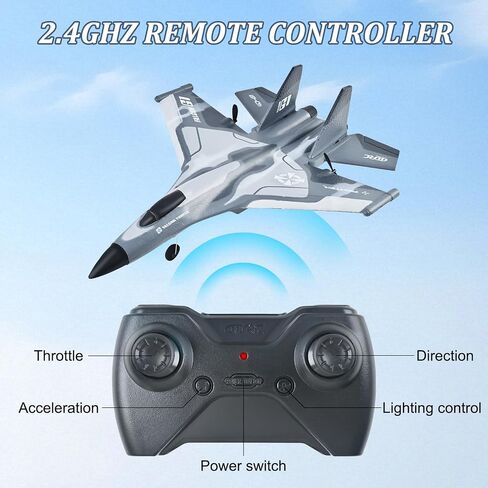 G1 RC Planes Glider, 2.4GHz 2CH Foam Remote Control Airplane with Light, Remote Control Aircraft with 6-axis Gyro Stabilizer, Easy to Fly, RC Jet Fighter Toys Gift for Kids and Beginner in Saudi Arabia