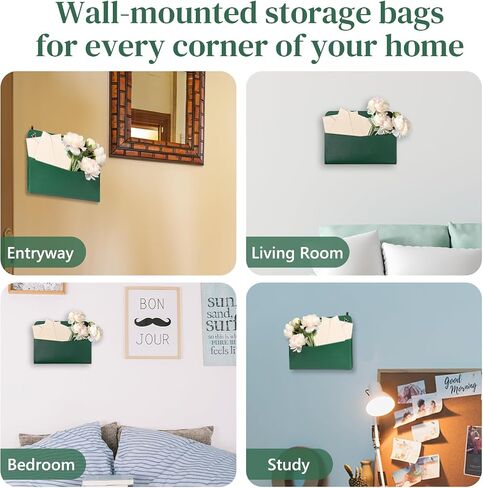 3 Pcs PU Leather Mail Holder Wall Mount Brown PU Leather Letter Holder Vintage Wall File Organizer 2 Ring Binder Hanging File Holder for Decor Storage Letter Postcards Bill Flowers Office Home in Kuwait