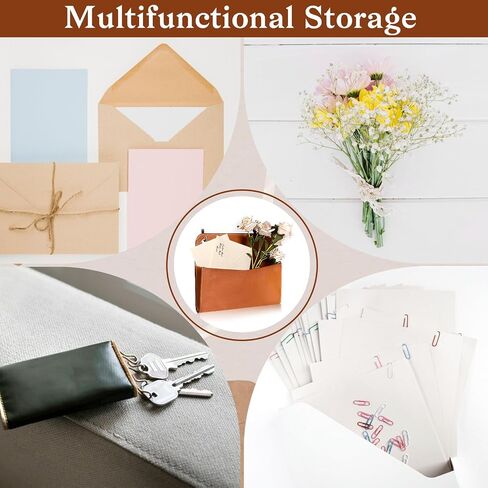 3 Pcs PU Leather Mail Holder Wall Mount Brown PU Leather Letter Holder Vintage Wall File Organizer 2 Ring Binder Hanging File Holder for Decor Storage Letter Postcards Bill Flowers Office Home in Kuwait