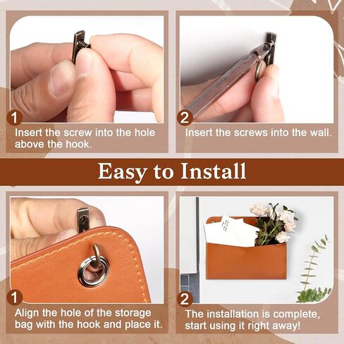 3 Pcs PU Leather Mail Holder Wall Mount Brown PU Leather Letter Holder Vintage Wall File Organizer 2 Ring Binder Hanging File Holder for Decor Storage Letter Postcards Bill Flowers Office Home in Kuwait