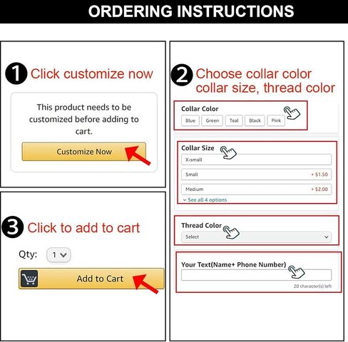 Reflective Personalized Dog Collar - Custom Embroidered Dog Collars with Pet Name and Phone Number for Boy and Girl Dogs, 4 Adjustable Sizes, XSmall,Small, Medium and Large in Kuwait