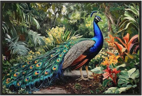 EUROTEX Abstract Peacock Canvas Painting Roll – Premium Unframed Wall Art for Big Living Room & Modern Home Decoration in Saudi Arabia