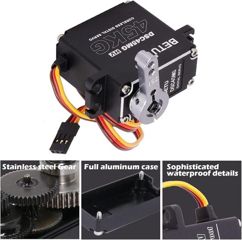 45Kg Coreless Servo Motor HV 8.4V, High Torque RC Digital Servo，Full Waterproof Servo, Stainless Steel Gear Servo with 25T Servo Horn（180°） in Saudi Arabia