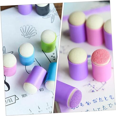 uonlytech 6pcs أصابع متعددة الوظائف لطلاء ألوان عشوائية من الإسفنج الصغير لمشاريع فنية صياغة ورسم منزلي in Kuwait