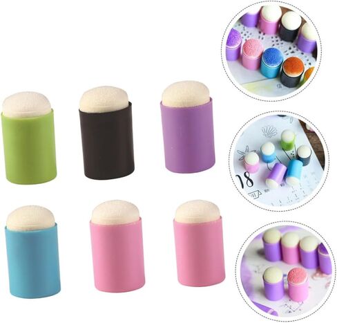 uonlytech 6pcs أصابع متعددة الوظائف لطلاء ألوان عشوائية من الإسفنج الصغير لمشاريع فنية صياغة ورسم منزلي in Kuwait