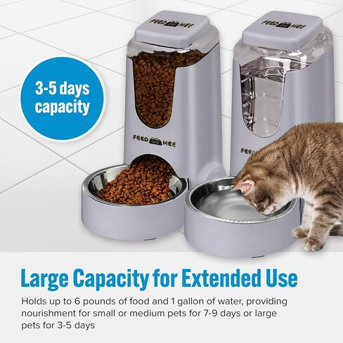Automatic Cat Feeder Dog Water Bowl Dispenser – 2-Pack Automatic Dog Feeder with Silicone Mat, Pet Toothbrush – Safe Non-BPA Materials – Large Capacity for Small and Medium Animals Green in Saudi Arabia