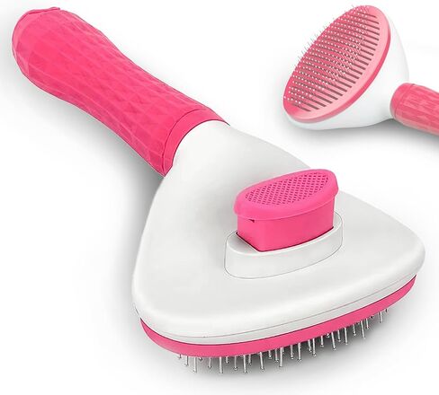 Dog & Cat Brush, Soft Self Cleaning Slicker Brush, Skin-Friendly Upgraded Dog Brush for Shedding, Massaging, and Grooming – Perfect for Long & Short Coats (Pink) in Saudi Arabia