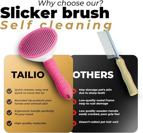 Dog & Cat Brush, Soft Self Cleaning Slicker Brush, Skin-Friendly Upgraded Dog Brush for Shedding, Massaging, and Grooming – Perfect for Long & Short Coats (Pink) in Saudi Arabia