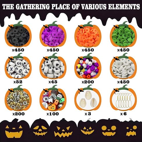 Wanspoorts 3200+PCS Halloween Polymer Clay Beads Charms Friendship Bracelet Neckleace Congering Jewelry Making Kit ، Assessories for Arts Crafts DIY Gifts for Women Girls (Halloween (3200+PCS)) in Kuwait