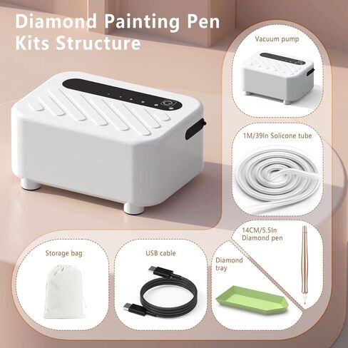 Electric Diamond Painting Pen Diamond Art Vacuum Pens 3 Suction Modes Diamond Paint Kits Accessories with Storage Tray Rechargeable Battery No Wax Needed Quiet and Long-Lasting in Saudi Arabia