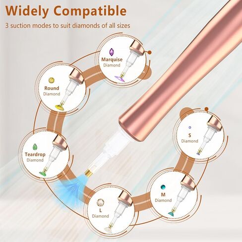 Electric Diamond Painting Pen Diamond Art Vacuum Pens 3 Suction Modes Diamond Paint Kits Accessories with Storage Tray Rechargeable Battery No Wax Needed Quiet and Long-Lasting in Saudi Arabia