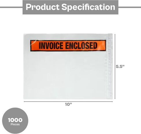 5.5" x 10" Packing List Envelope W/Message"Invoice Enclosed" Orange Panel Face Pack of 1000 in Saudi Arabia