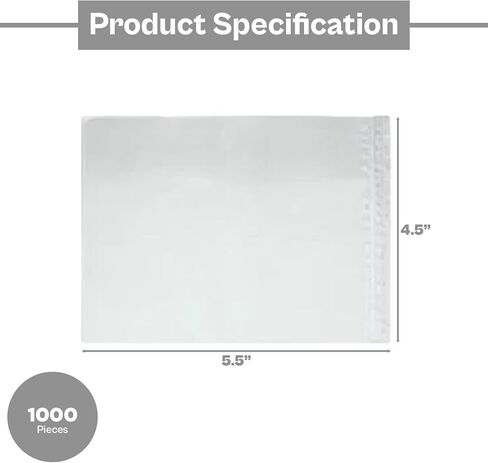 PSBM 4.5 "× 5.5" واضح مغلف مغلف مرفق واضحة الوجه لذاته 45 ميكروفون واضحة ، خلفية بيضاء (1000 حزمة) in Kuwait