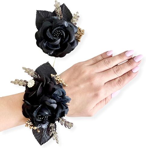 الأسود الذهب الترويجي القذرة و boutonniere مجموعة الهدايا صندوق هدايا ، معصم الزفاف ، قذارة الزفاف ، وصيفات الشرف ، أساور الزفاف ، القاعدة من أجل أمي in Saudi Arabia