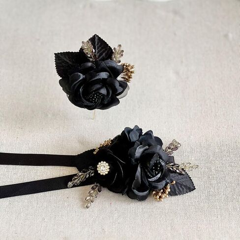 الأسود الذهب الترويجي القذرة و boutonniere مجموعة الهدايا صندوق هدايا ، معصم الزفاف ، قذارة الزفاف ، وصيفات الشرف ، أساور الزفاف ، القاعدة من أجل أمي in Saudi Arabia